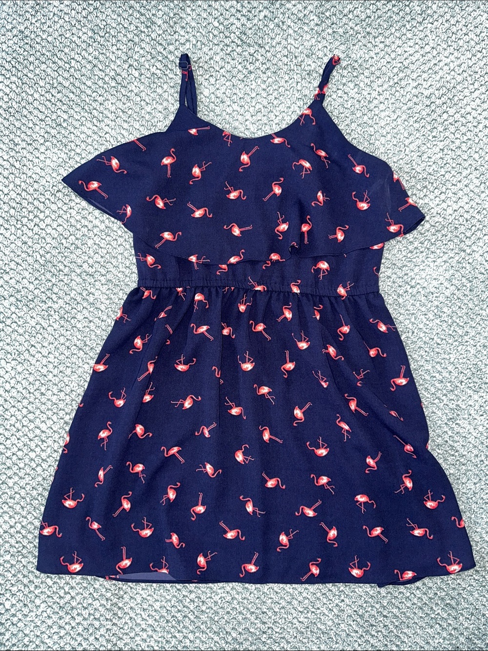 Elle Navy Dress with Pink Flamingo Print